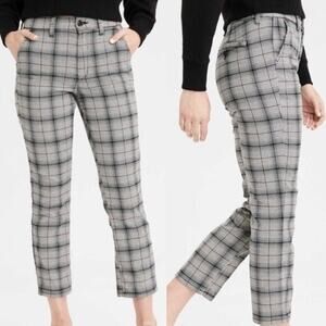 American Eagle Crop Pants Womens 2 Black Plaid Checkered Preppy Dark Academia
